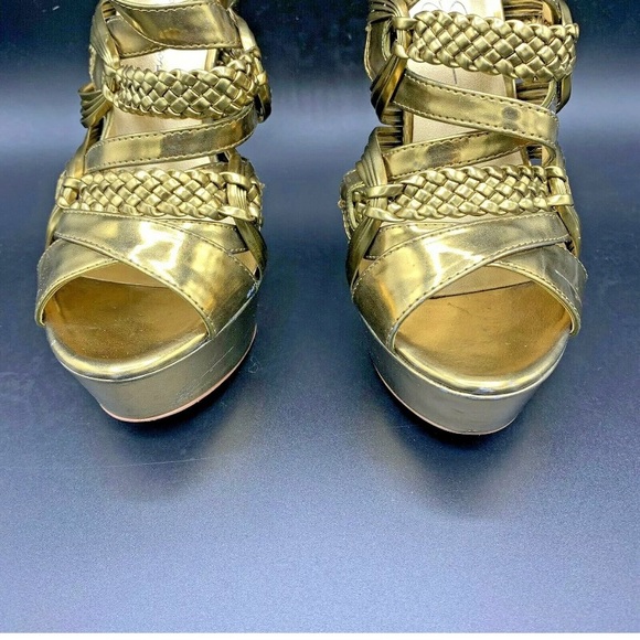 Jessica Simpson Gold Metallic Platform Sandal Heel - Picture 4 of 12